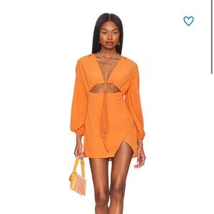 NWT Superdown x Revolve Selene Wrap Dress in Orange